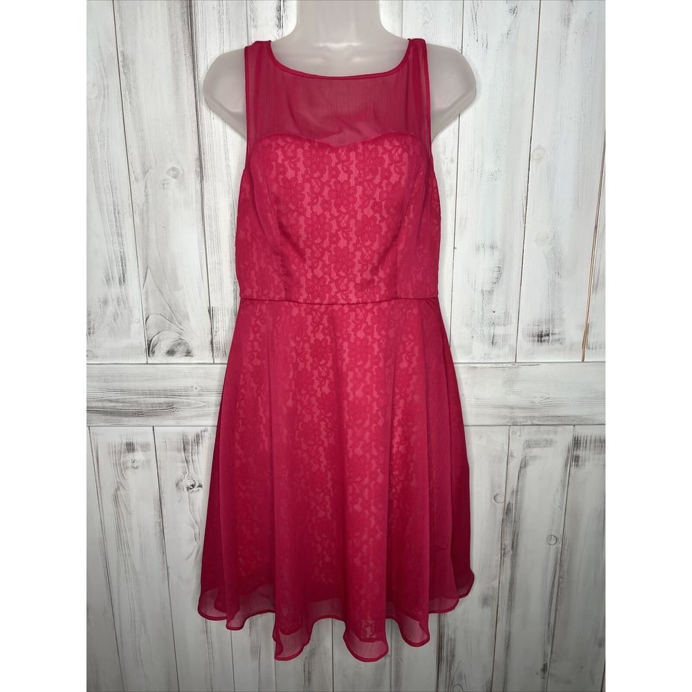 WOMENS BETSEY JOHNSON PINK CHIFFON OVER LACE LINED A-LINE SWING FAIRY DRESS 6